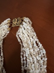 Rare Vintage Venetian Multistrand Opaline Clear Seed Bead Choker Necklace Italy