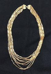 Vintage Gold Tone Mixed Chain Multi-Strand Layered Statement Choker Retro
