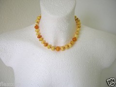 Amber Necklace Lentil Butterscotch Egg Yolk White Natural Amber 25.5 G/39 Cm