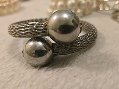 Lot Of 4 Vintage Cuff Bracelets Silver Tone & Faux Pearl