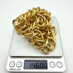 Vintage Anne Klein 24 Inch Heavy Chunky Gold Tone Curb Chain Statement Necklace