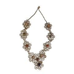 Vintage Handmade German Silver Filigree Semi Precious Stones Statement Necklace