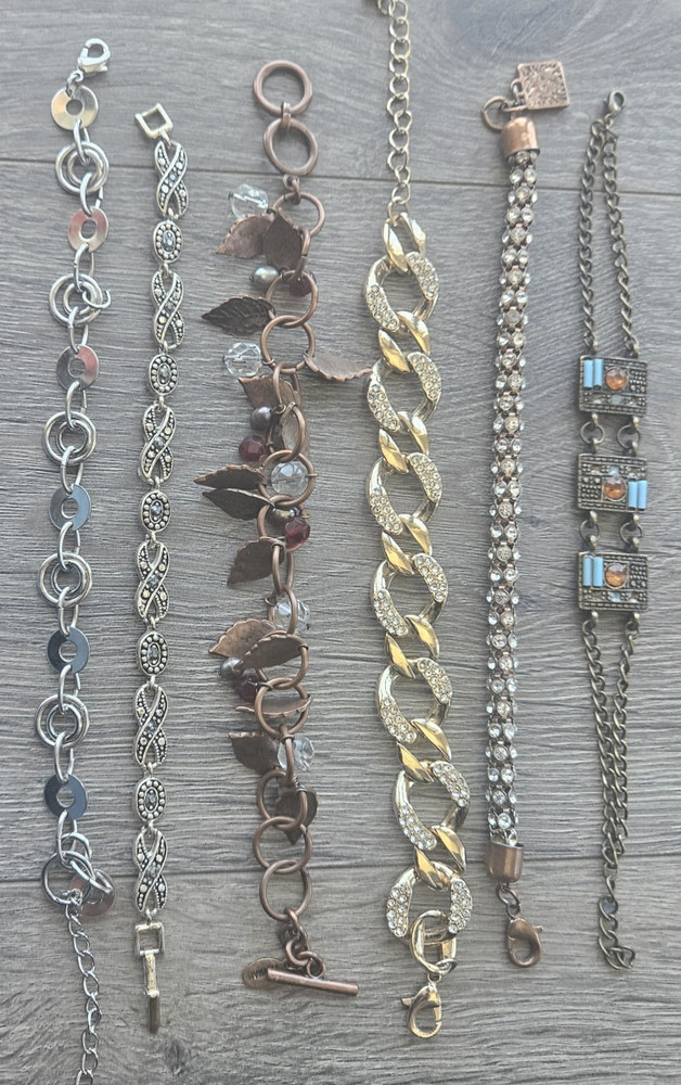 Modern Bracelet Lot Clasp 7-8″ Mixed Metals lot of 6 Signed Marcasite
