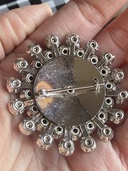 Glamorous Rhinestone Brooch Dome Prong-set Unmarked Vintage Flashy Pin