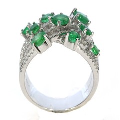 2.30CT DIAMOND & AAA EMERALD 18KT WHITE GOLD MULTI ROW CRISS CROSS INFINITY RING
