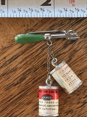 Vintage Vitamin Canned Goods Charm Can Opener Brooch Pin 1950s