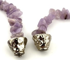 Fossil Coral Amethyst Rose Quartz Multi Strand Necklace Boho 20in