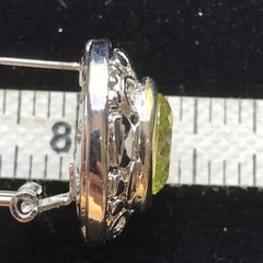 Vintage 2-tone Renaissance Revival Peridot Clear Cubic Zirconia Pierced Earrings