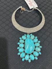 New Authentic Made in the Deep South Turquoise Pendant with Rhinestone