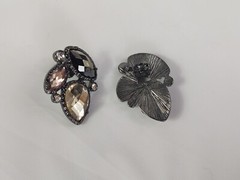 Pierced Earrings Costume Jewelry Silver Tone Multicolor Faceted Stones Vintage