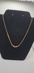gold plated Herringbone Snake Chain with clear gems Necklace 16 in