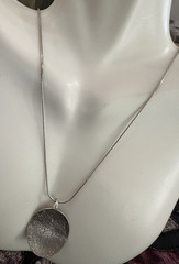 Rare Vintage Sterling Silver ET Artisan Buffalo/Caribou Etched Pendant Necklace