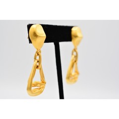 Casual Corner Vintage Earrings Brushed Gold Dangle Chunky Signed 1980s BinC