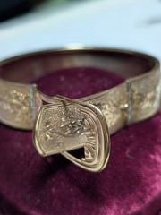 Victorian Buckle Bracelet Signed MARSH Pat Applied For. 2 In. By 2 1/2 In.