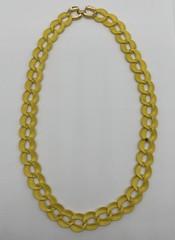 Vintage Napier Necklace of Bright Yellow Coated Enamel Chunky Chain Links Signed