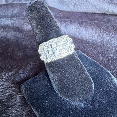Y2K Sterling Silver 925 CZ Baguette Cluster Band Ring Sz 9 Coquette Glam