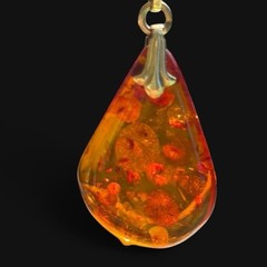 Vintage Andreas Daub Signed Baltic Amber Teardrop Pendant Necklace