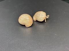 Vintage Gold Tone Textured Clip On Earrings Abstract Organic Modernist