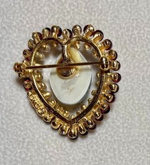 AUTHENTIC SWOBODA HEART BROOCH ~ OSMENA PEARL, GARNET, PEARL ~ WOW!