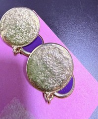 Vintage Purple Enamel Dangle Clip-On Earrings Gold-Tone