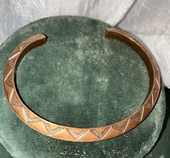 VTG. Marked SOLID COPPER Etched Cuff Bracelet 6 1/4″ Southwestern 15 grams