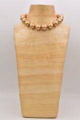 Vintage Chunky Gold Pearl Choker Necklace Large Beaded Statement Collar 80s BinI