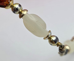 Vintage Faux Amber Milky Lucite Twisted Bead Necklace Gold Tone 30 In