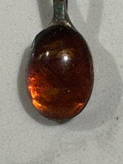 Italy 925 Sterling Silver Baltic Amber Pendant Necklace 17.5” Cognac Amber Oval