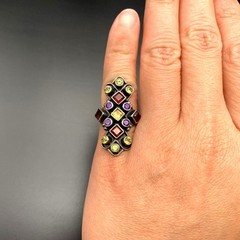Vintage Multiple Stones Sterling Silver Ring Size 6