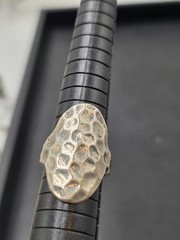 Vintage Hammered Organic Statement Ring – Modernist Textured Silver Tone Ring