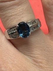 STS vintage London blue topaz cz Sterling Silver Ring 925 Size 7