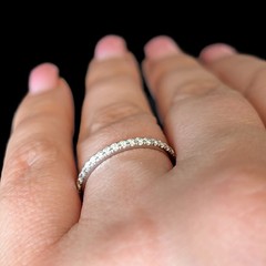 Estate Natural Diamonds 14k White Gold Band Ring 50%Eternity Wedding Anniversary