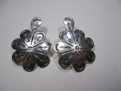VINTAGE SOUTHWESTERN STYLE FLORAL PATTERN STUD EARRINGS 925 STERLING SILVER