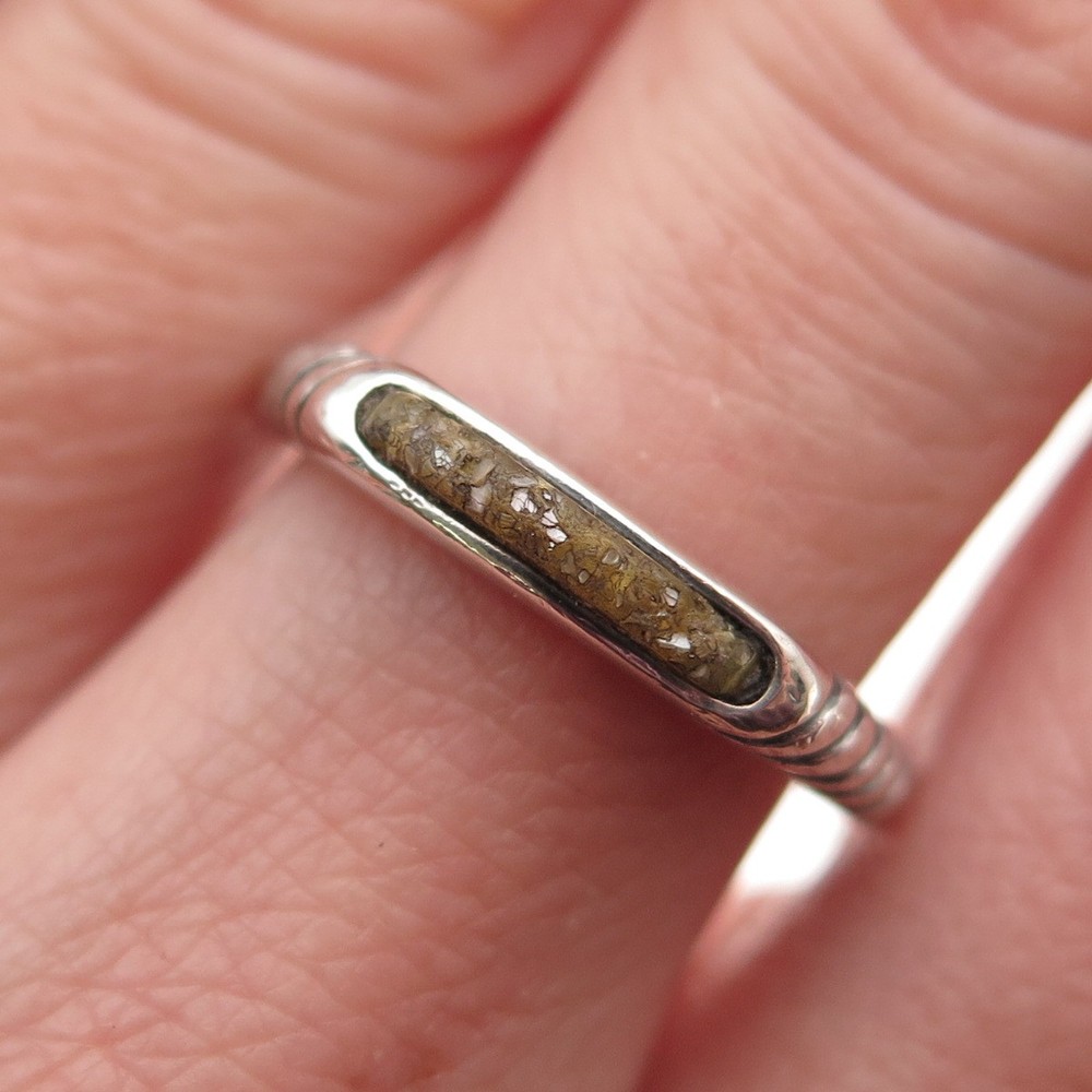 Carolyn Pollack 925 Sterling Silver Vintage Real MOP Inlay Stackable Ring Size 7