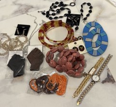 Vintage To Now Jewelry Lot Untested 17 Pieces Eclectic Beaded Seiko Timex