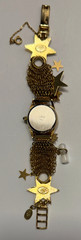 VINTAGE KIRK’S FOLLY CELESTIAL MOON STARS CHARM BRACELET WATCH COMPASS HOURGLASS