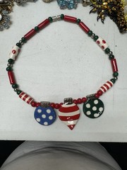 Vtg Flying Colors Christmas Ornaments Necklace ND