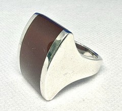 R05 Vintage 1950-1970s Carnelian 925 Silver RING Size 11