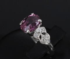 Fine 2.97ct GIA Madagascar Pink Sapphire & 0.13ct Diamond Platinum Ring Size 5