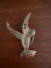 Vintage Gold Rhinestone Enamel Hummingbird Brooch Pin