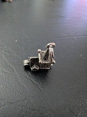 Vintage 3D Church Bride Groom Inside Charm it opens Wedding Sterling Mechanical