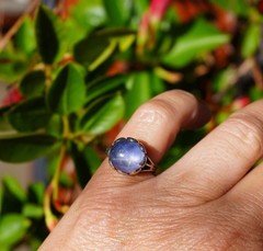 13 CT Star Sapphire Arts and Crafts Platinum & 14K White Gold Ring