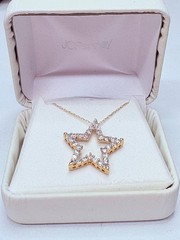 Vintage JC Penny 10k Yellow Gold Small Diamond Star Pendant Necklace