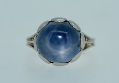 13 CT Star Sapphire Arts and Crafts Platinum & 14K White Gold Ring