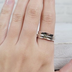 VINTAGE HAMMERED SPINNER BAND STERLING SILVER 925 RING SZ 7 SOUTHWEST PRETTY