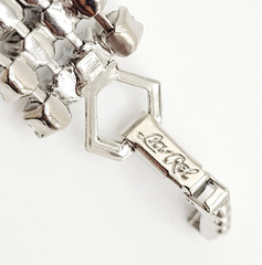 La Rel Rhinestone Clear Sparkling Wide Multi Stone Fancy Dress Vintage Bracelet