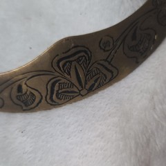 Vintage Engraved Floral Brass Open choker, Gold Tone Unisex Adults