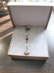 VTG JANICE GIRARDI JGD-LOTUS PEARL Y-Necklace/Rosary Style/Mala .925 Sterling