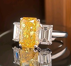 14k Yellow Gold Engagement Ring 2.66CT.Lab Grown Yellow Diamond Radiant Shape