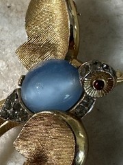 Vintage TRIFARI Alfred Philippe Jelly Belly Moonstone Opaque Swallow Bird Brooch